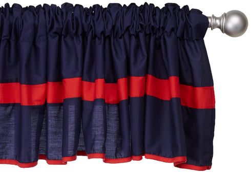 Baby Doll Bedding Solid Stripe Window Valance - Navy/Red