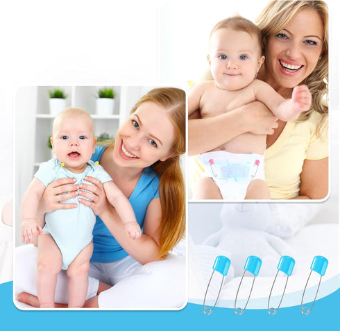 DF DUALFERV 110 2.1 Inch 5 Pcs Stainless Steel Diaper Pins, Baby Diaper Pins for Cloth Diapers, Plastic Head Baby