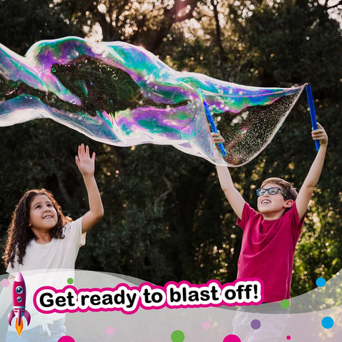 WOWMAZING Giant Bubble Kit: Space - Includes Wand, 2 Big Bubble Concentrate Pouches, Outdoor Toy for Kids