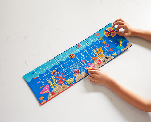 Mudpuppy Let’s Take A Swim - Magnetic Racing Game with Travel Friendly Tri-Fold Board for Children Ages 4-10, 2-6