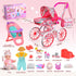 Set 12.5'' Chair&2 Set Playset 3 4 5 Baby Doll Stroller Toys with Baby Dolly, Baby Doll Accessories with Dining