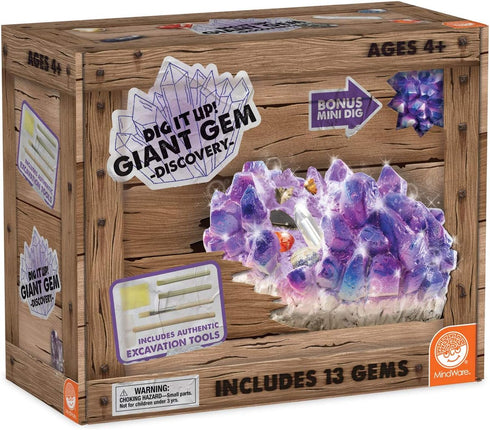 12 1 4+ MindWare Dig It Up Giant Gem Discovery Kit - Gemstone Dig Kit Offers Geology for Kids with Real Polished Hidden