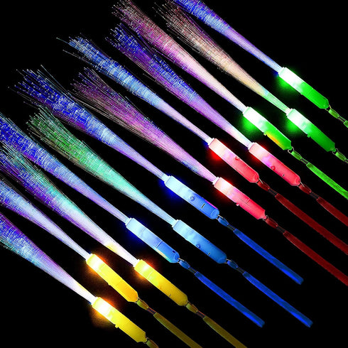 Zhanmai 24 Pieces Upgraded Glow Fiber Wands, LED Light Fiber Optic Sticks for Wedding Party Favors