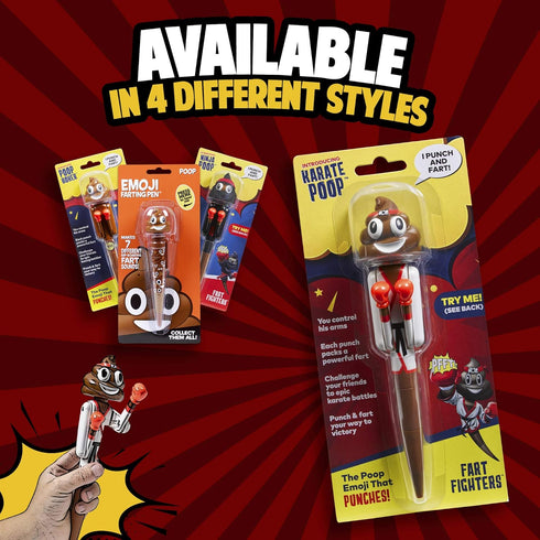 Farting Poop Pen with Punching Arms, Makes Funny Fart & Action Sound with Every Punch, Perfect Novelty Gift for Kids