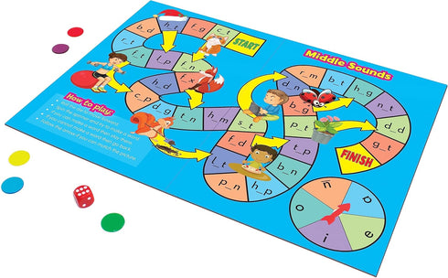 Junior Learning Phonics Board Games Set - 6 Counters for Ages 4-5, Language Skills