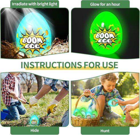 Beby Buty 6 Pack 3 4 5 6 7 Luminous Easter Eggs with Mini Cars, Includes Off-Road Vehicles, Trucks, and Police Cars
