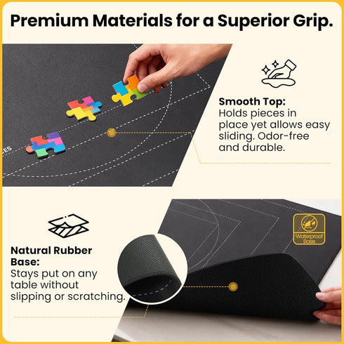 1500 46" 26" 3 Jigsaw Puzzle Mat Roll Up Pieces Saver Pad x with Sorting Trays & Travel Storage Bag Portable Non-Slip