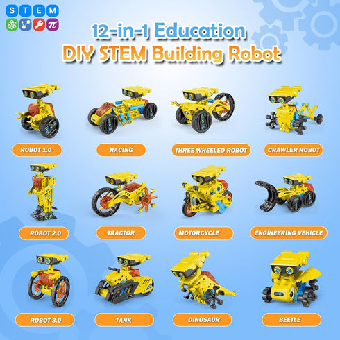 8-13, 12-in-1 8 9 10 11 12 14 RAESOOT STEM Toys for Kids Age Robot Building Toys Science Kits with Rechargeable