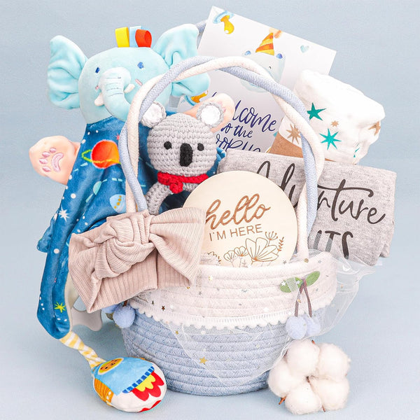 Baby Boy Gifts Basket,Baby Shower Gifts for Boys,New Born Baby Boys Gift,Gender