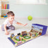 Train Storage Bin and Play Mat - Wooden Railway Take-Along Storage Box with Train Tracks Design - Two in One