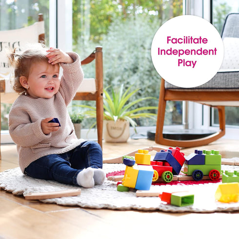 Edushape Train-Themed Soft Baby Blocks for Toddlers 1-3 - 30 Pieces in PVC Bag