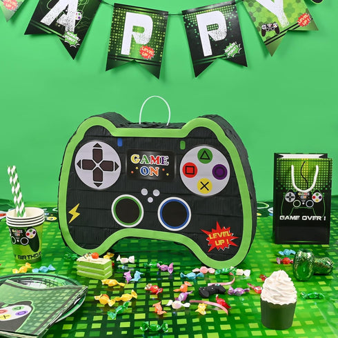 WERNNSAI Video Game Controller Piñata Bundle with Blindfold and Bat for Kids Gaming Theme Birthday Party