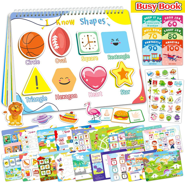 Montessori Busy Book for Toddlers 3-5, Kids Preschool Learning Book with 36 Themes, Educational Gifts