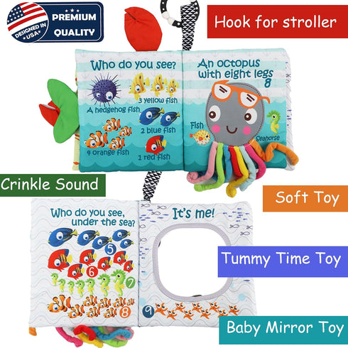 Fish-Themed Baby Crinkle Book - Teething Toy for Infants