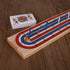 STERLING Games Folding Cribbage Board: 3 Track Wooden Board with Red White Blue Pegs for 3 Players