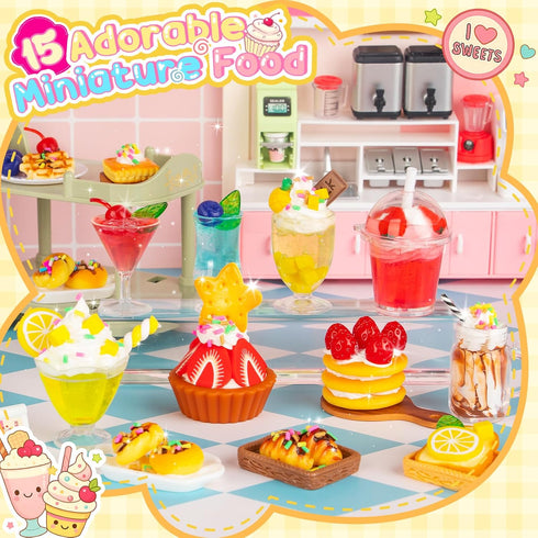 Set, Set 8 9 10+, Alritz Making Miniature Food Toys Mini Desserts Drinks Maker Craft Kit, DIY Simulated Strawberry Cake