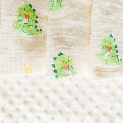 100% 30 40 Inches Muslin Baby Blanket Soft Double Layer Muslim Cotton Plush Fluffy Dotted Fleece Back Swaddle Blankets