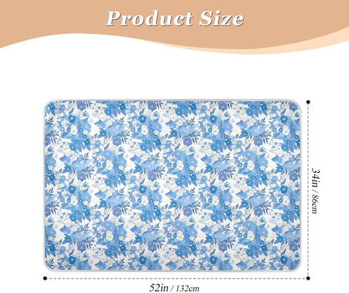 siphylline 52" 34" Blue Round Flower Spring Extra Large Resuable Changing Pad Covers Highly Absorbent Potty Training