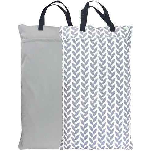 wegreeco Reusable Hanging Wet Dry Cloth Diaper Bag (Grey Leaf, Grey)