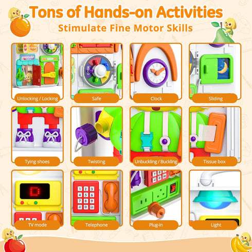 Busy Board Montessori Toys for 1+ Year Old, Sensory Educational Travel Toys for Toddlers 1-3 Year Old