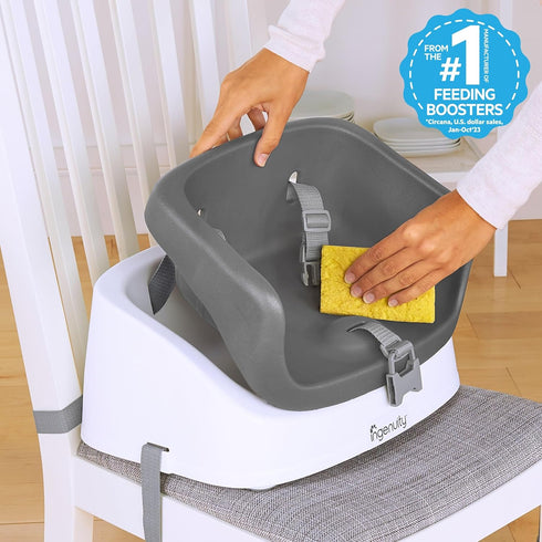 3-Point Ingenuity SmartClean Toddler Booster Seat for Kitchen Chair Lightweight for on-the-go, Easy-Clean, Harness