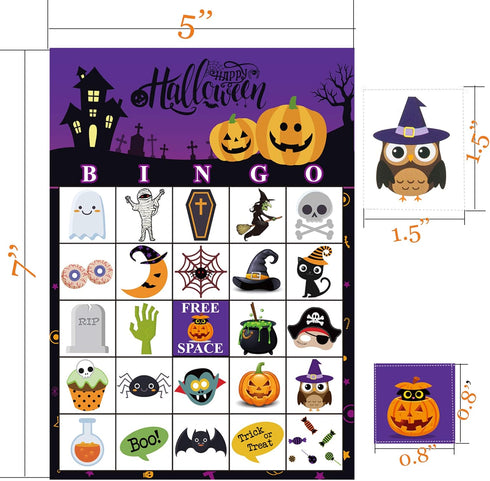 Funnlot Halloween Bingo Game for 24 Players - Party Games for Kids, School Classroom, Family Activities