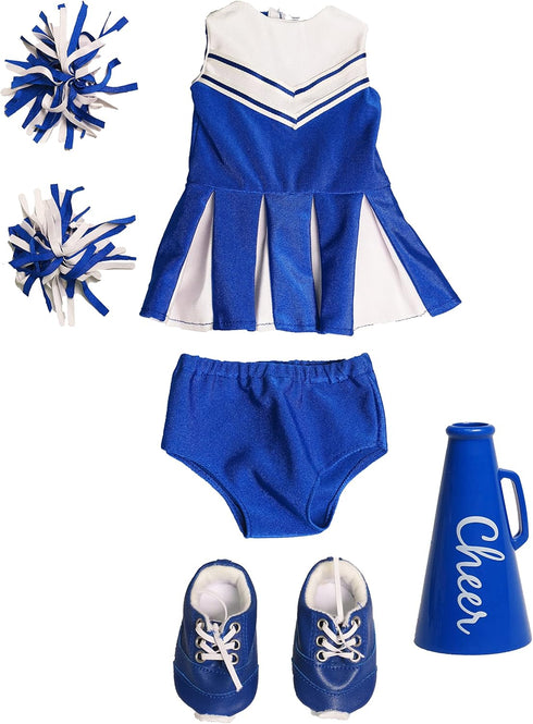 18-Inch American Fashion World Blue Cheerleading Outfit for Dolls | Accessories Included | Premium Quality & Trendy