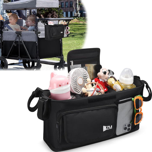 ZZM Parent Console Stroller Organizer Compatible with WONDERFOLD W2&W4&X, Jeep Wrangler, EVER ADVANCED Wagon,