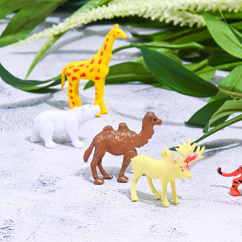 Mini Animals Jungle Party Pack - 100 Piece Bulk Set of Plastic Wild Mini Educational Animal Toys for Kids Party Favors