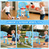 1 12-18 Toys for Year Old Boy - Toddler Basketball Hoop & Soccer Goal & Baseball Activity Center with Light Sound