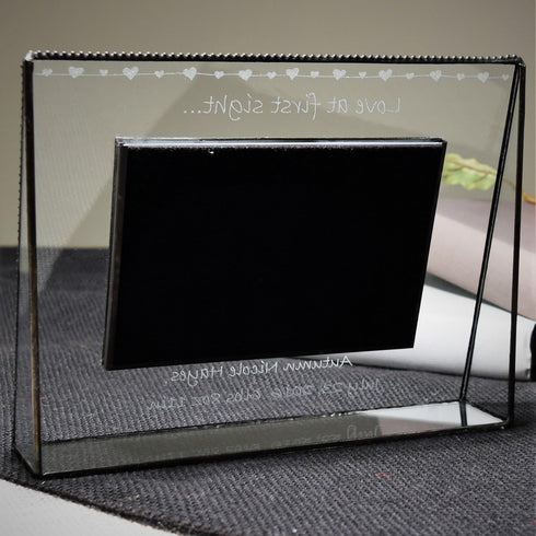 4x6 319 EP558 (4x6 Baby Picture Frame Personalized for New Mom and Dad Photo Engraved Glass Keepsake Nursery Dcor Pic