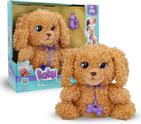 BABY PAWS - Interactive Labradoodle Plush Toy Puppy & Backpack Carrier, with 15+ Sounds