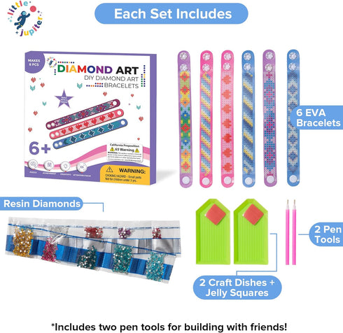 Diamond Art Bracelet Kit, Includes 6pcs for Girls, Kids Diamond Art Kits for DIY Bracelet Making