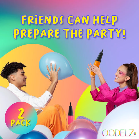Hand Pump Balloon Inflator & Kit - 2 Hand Air Pumps for Balloons & Garland, Tie Tool, String & Tape for Birthday Party