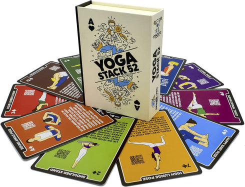 Yoga Exercise Cards, Designed by Certified Yoga Instructor, Video Instructions Included, Beginner to Advanced Poses and