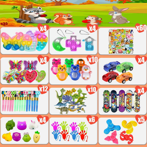 Dilycery 127 Pcs Easter Egg Fillers Fidget Party Favors for Kids, Treasure Box Toys for Classroom, Treasure Chest