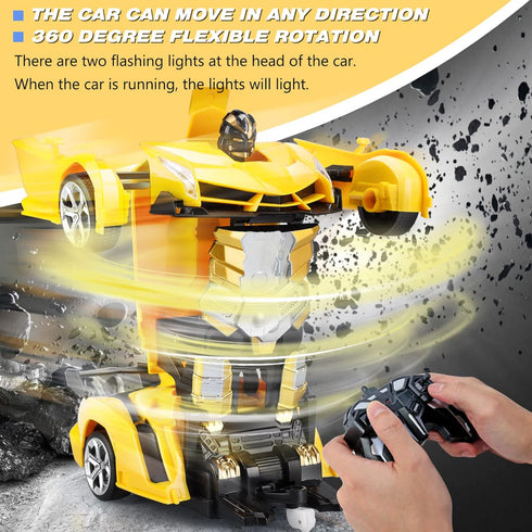 Transforming RC Cars - Remote Control Car Toys for Kids & Boys with One Button Transformation and 360 Degree Drifting