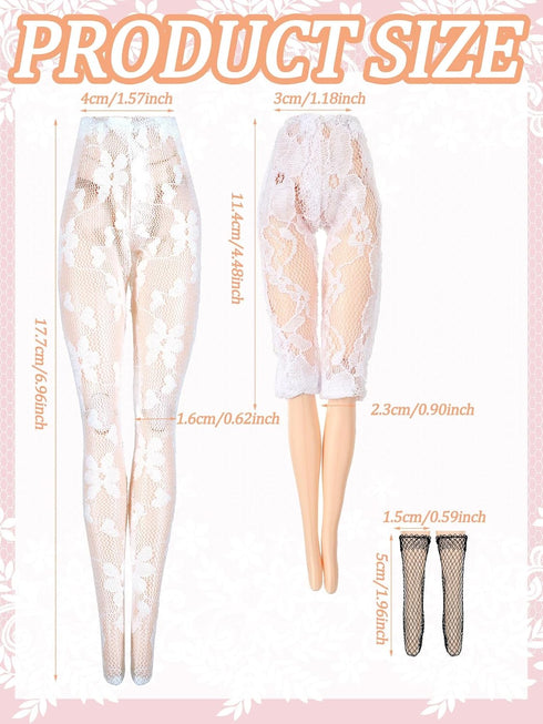 Sotiff 10 Pairs Doll Lace Stockings, Handmade Long Socks for DIY Baby Doll Clothes