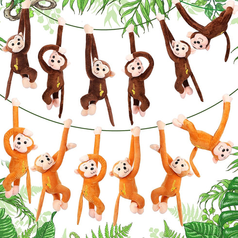 Libima 12 Pack 17.8 Inch Large Hanging Monkey Stuffed Animals Plush Toy with Hook and Loop Fastener