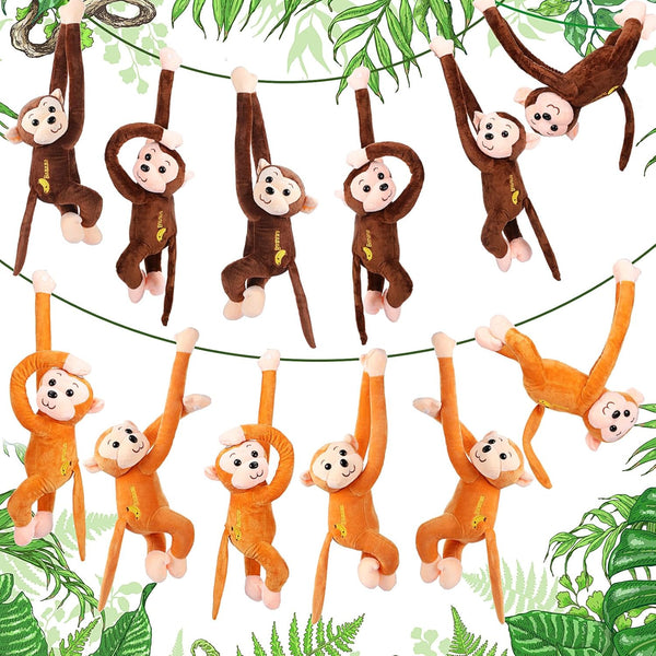 Libima 12 Pack 17.8 Inch Large Hanging Monkey Stuffed Animals Plush Toy with Hook and Loop Fastener
