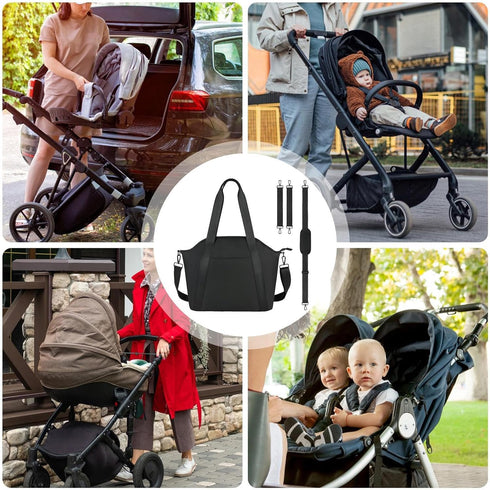 Generic Stroller Diaper Bag - Waterproof Supplies Storage, Mom Bag Milk Bottle Holder, Large Capacity Tote | Wet Wipes