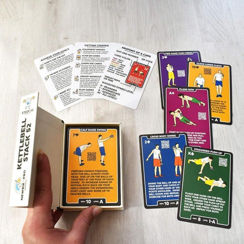 Kettlebell Exercise Cards - Workout Playing Card Game with Video Instructions for Home Fitness Training