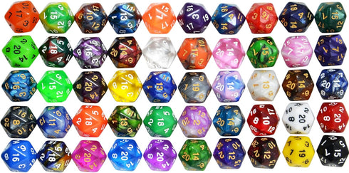 50-Pack 20 Sided Dice D20 Polyhedral Dice with Pouch for DND RPG MTG Tabletop Game