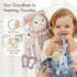 Moonkie Baby Lovey with Silicone Teether, Dinosaur Security Blanket with Textured Ribbons, Crinkle Toys, Soft Minky