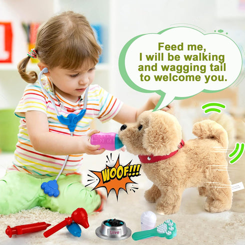 Koonie Toy Dog, Singing, Walking, Barking, Tail Wagging Plush Interactive Toy for Kids Ages 2-5