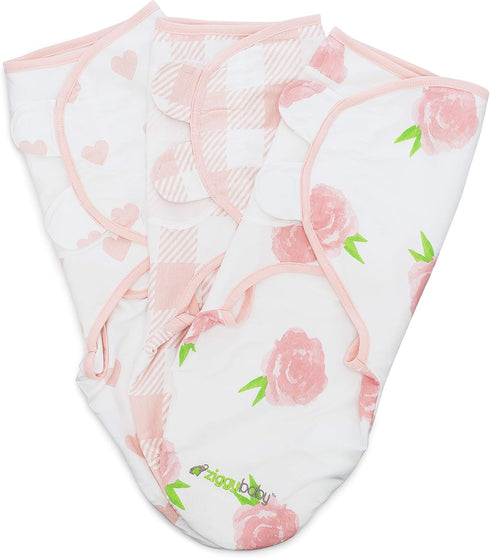 Ziggy Baby Baby Girl Swaddle Blanket Adjustable Wrap Set Size Small/Medium, 0-3