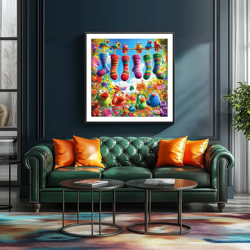 500 20x20 Inch MINIWAN Piece Jigsaw Puzzles for Adults - Funny Parrot & Rainbow Socks Garden Design, Large Piece Unique