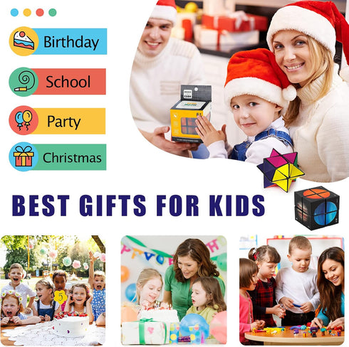 2 in 1 Kids Fidget Toy Magic Cube with Colorful Planet Pattern for Boys & Girls Solar System