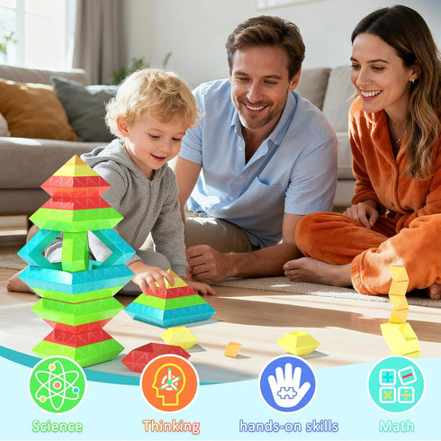 100Pcs 1-3 2-5 Toys,3D 2-4 Montessori Toys for Ages Toddlers Kids Baby,Pyramid Stacking Building Preschool Learning