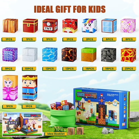 TQRAZ Set, 3+ Toys-120PCS Magnetic Blocks - Build Magnet World Magic Portal Magnetic Tiles Building Blocks Toddler Toys